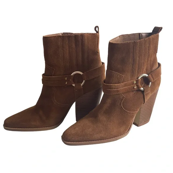 Aldo Suede Booties Brends Buckle Detail Brown Suede Size 10 EUC Worn Once - Picture 3 of 12